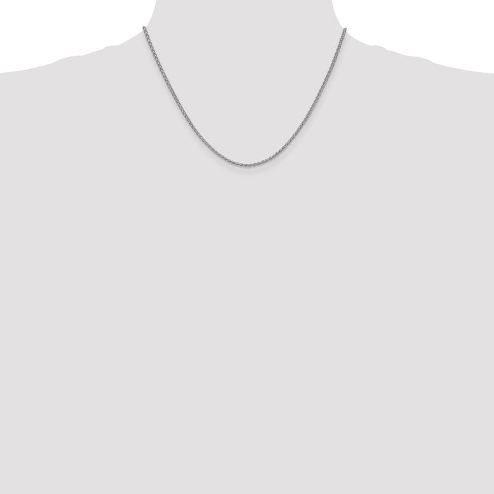 Buy Stylish 14K White Gold 18-Inch 2.1mm Spiga Chain with Lobster Clasp-4