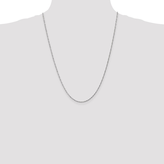 Shop 14K White Gold 24-Inch Singapore Chain, 1.4mm, Luxury Spring Ring Clasp-4