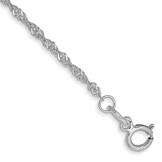 High-quality 14K White Gold 9-Inch Singapore Chain Anklet - Stylish & Durable