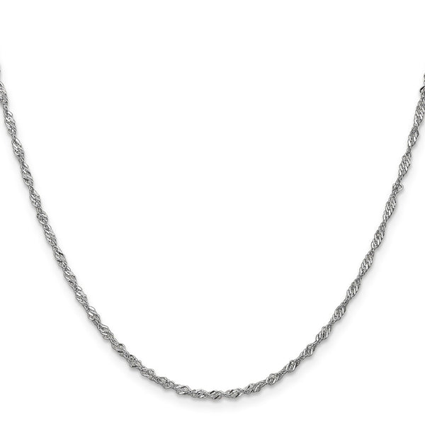14K White Gold 22-Inch Singapore Chain, 1.7mm Lobster Clasp