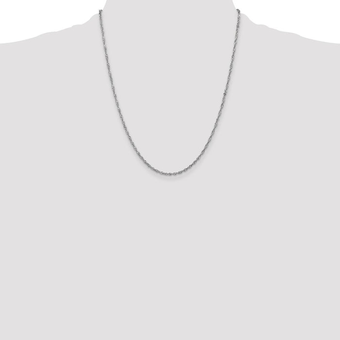 Shop 14K White Gold 22-Inch Singapore Chain, Stylish 1.7mm Lobster Clasp-4