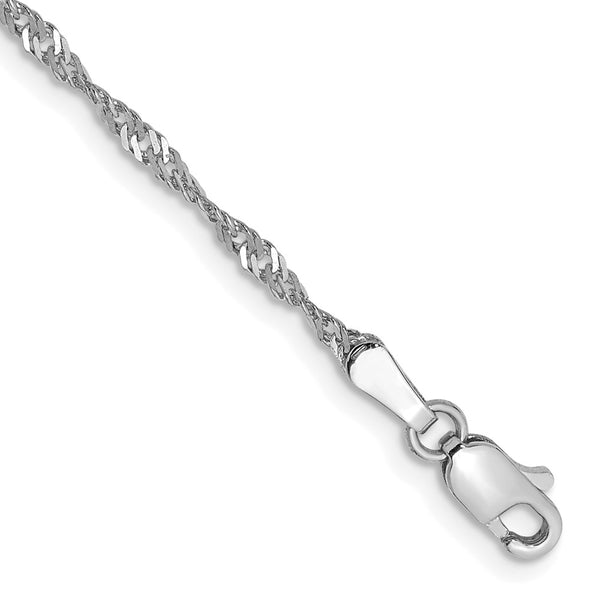 14K White Gold 7-Inch Singapore Chain - 1.7mm