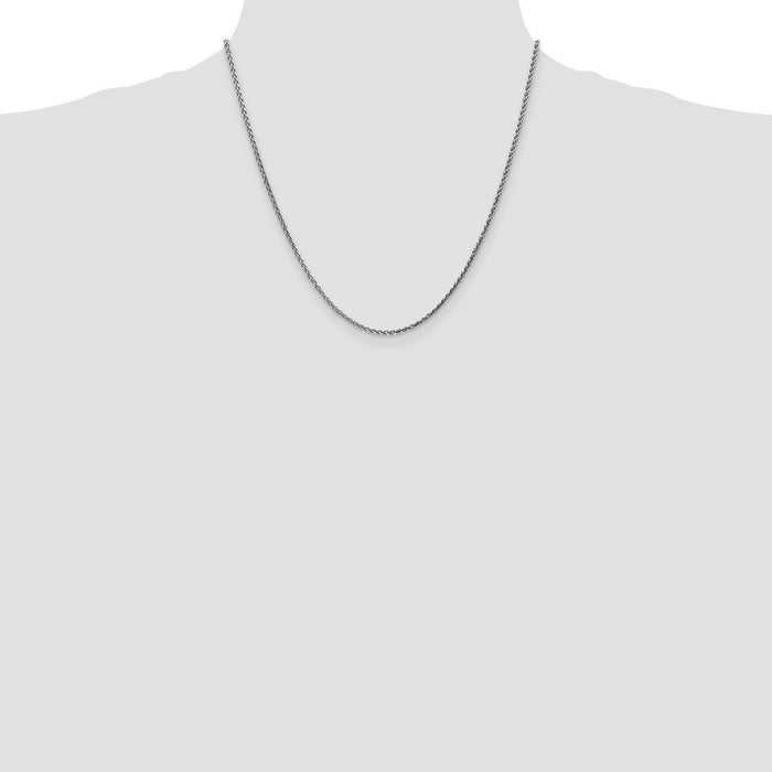 High-Quality 14K White Gold 20-Inch 2.1mm Diamond-Cut Spiga Chain - Stylish Value!-4