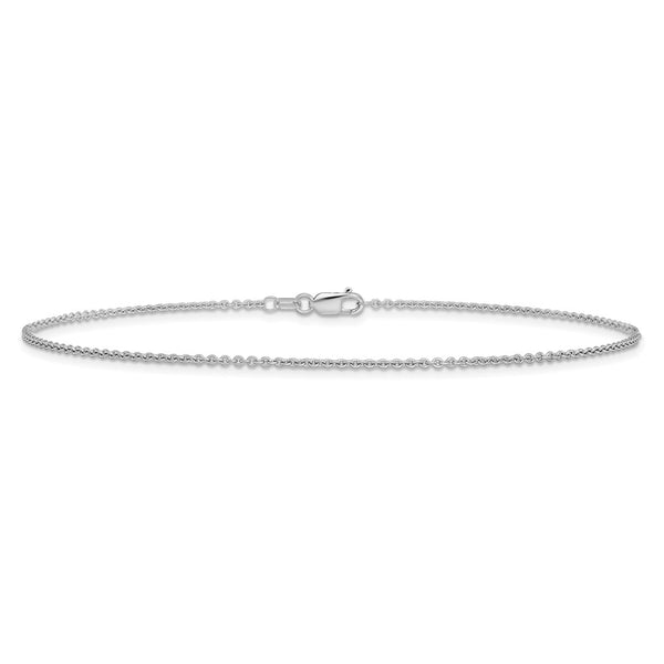 14K White Gold Anklet - 1.4mm Round Open Link
