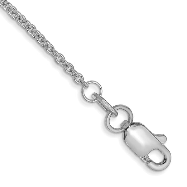 14K White Gold Anklet - 1.4mm Round Open Link