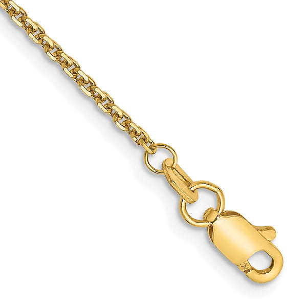 14K Solid Gold 9-Inch Diamond-Cut Anklet - 1.45mm Thickness