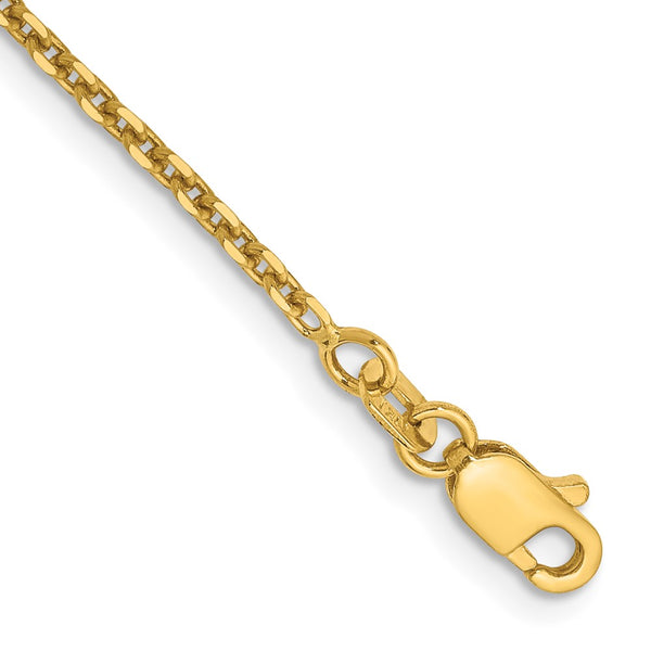 14K Gold 9-Inch Diamond-Cut Cable Anklet