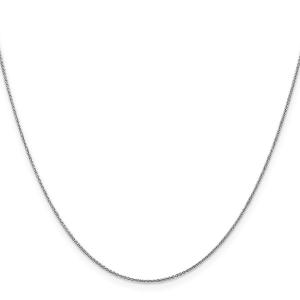 14K White Gold 20-Inch Cable Chain, 0.75mm Pendant