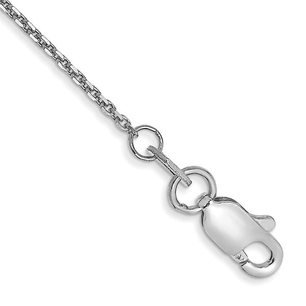 14K White Gold 10-Inch .95mm Diamond-Cut Cable Anklet