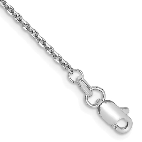 14K White Gold Diamond-Cut Cable Anklet - 1.45mm