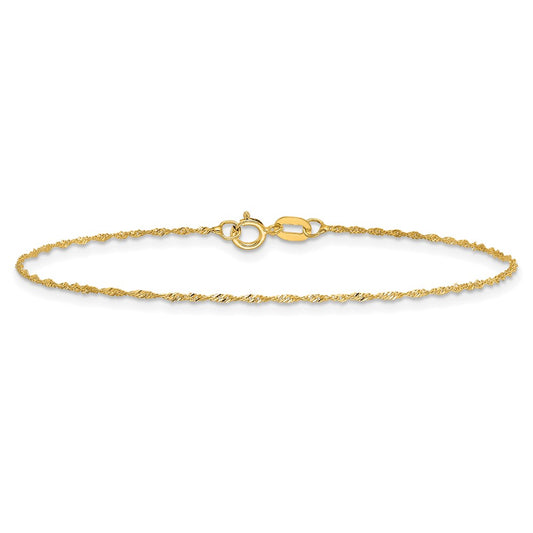 Buy Stylish 14K Gold 9-Inch 1mm Singapore Chain Anklet - Luxury Accessory