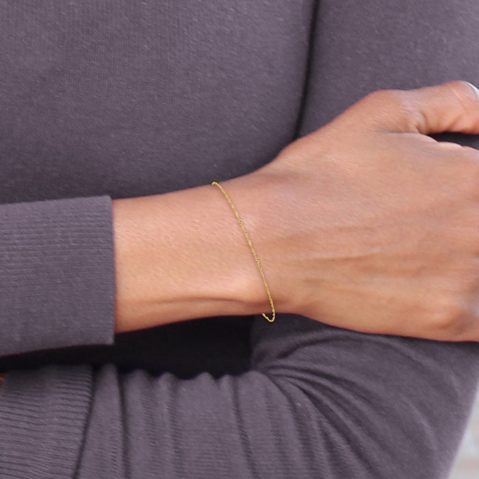 Buy Stylish 14K Gold 9-Inch 1mm Singapore Chain Anklet - Luxury Accessory-3