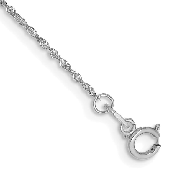 14K White Gold 1mm Singapore Chain Anklet