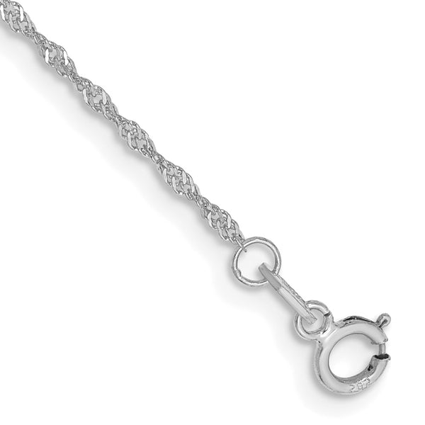 14K White Gold Singapore Chain, 1.10mm