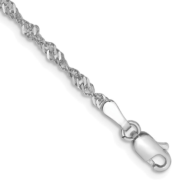 14K White Gold Singapore Chain 7-Inch 2.0mm