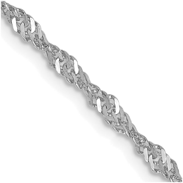 14K White Gold 2.0mm Singapore Chain - Lobster Clasp