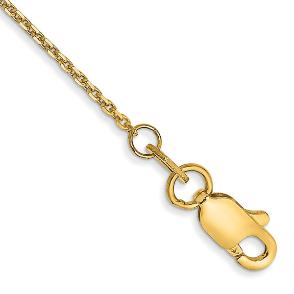 14K Gold .95mm Diamond-Cut Cable Anklet