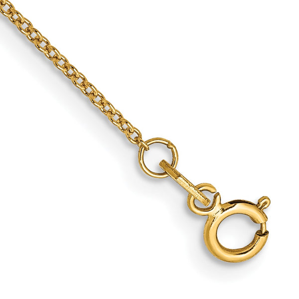 14K Gold 10-Inch .9mm Cable Anklet - Spring Ring Clasp