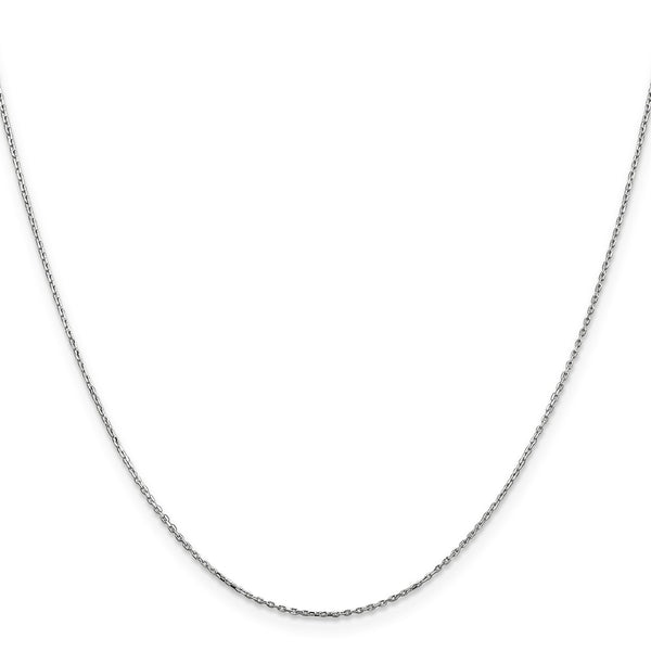 30-Inch 14K White Gold Diamond-Cut Cable Chain, 0.8mm Thick
