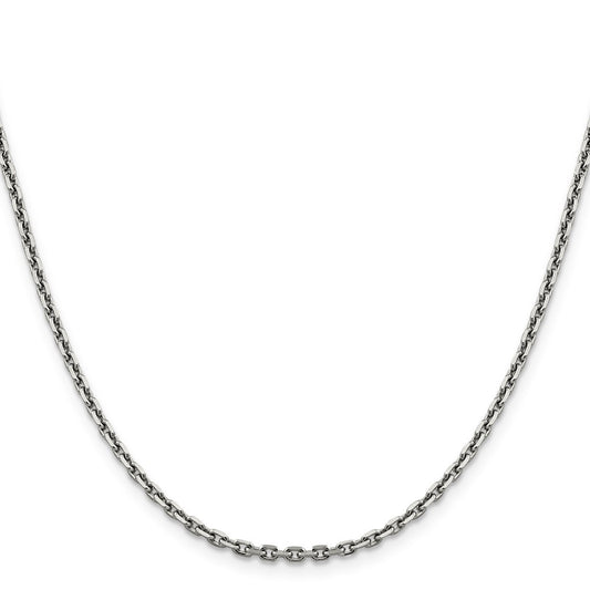 Shop 20-Inch 14K White Gold Diamond-Cut Cable Chain - Stylish & Affordable!