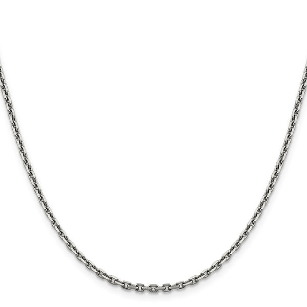 14K White Gold Diamond-Cut Cable Chain - 2.5mm