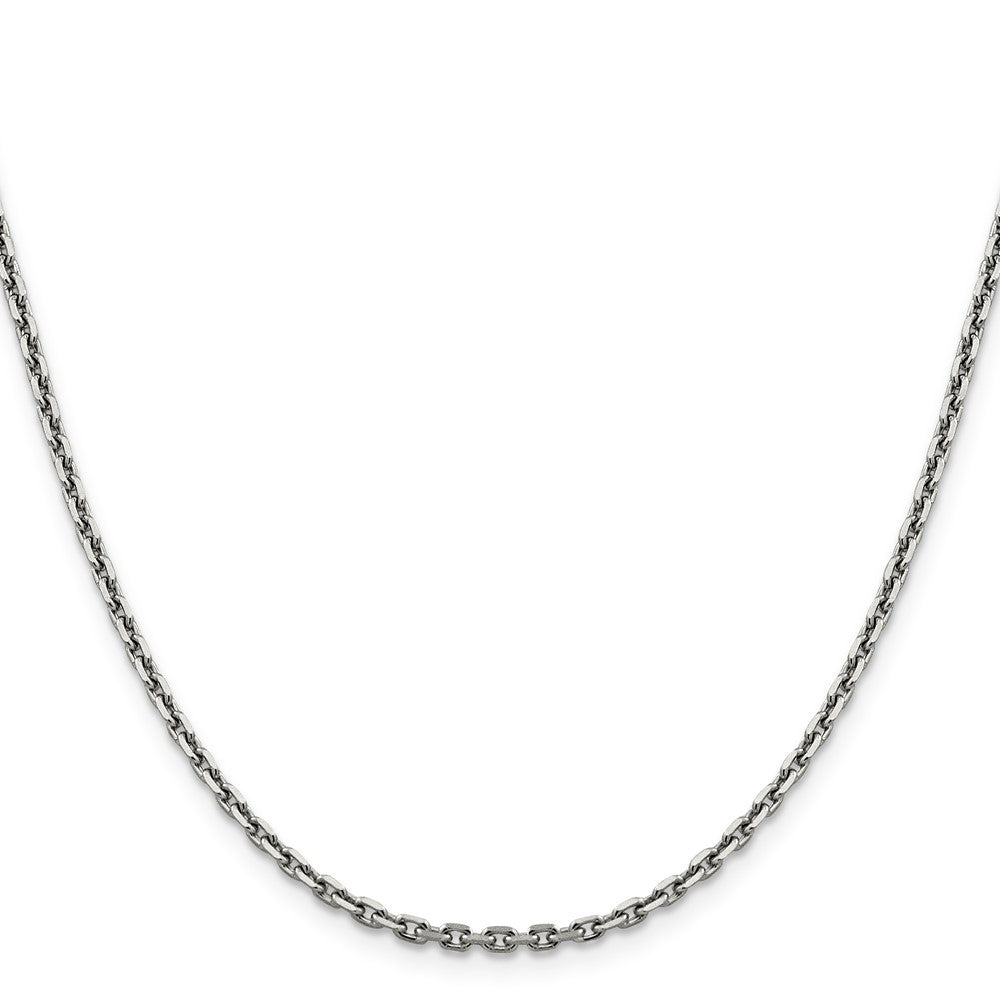 Buy 14K White Gold 18-Inch Diamond-Cut Cable Chain - Stylish & Affordable!