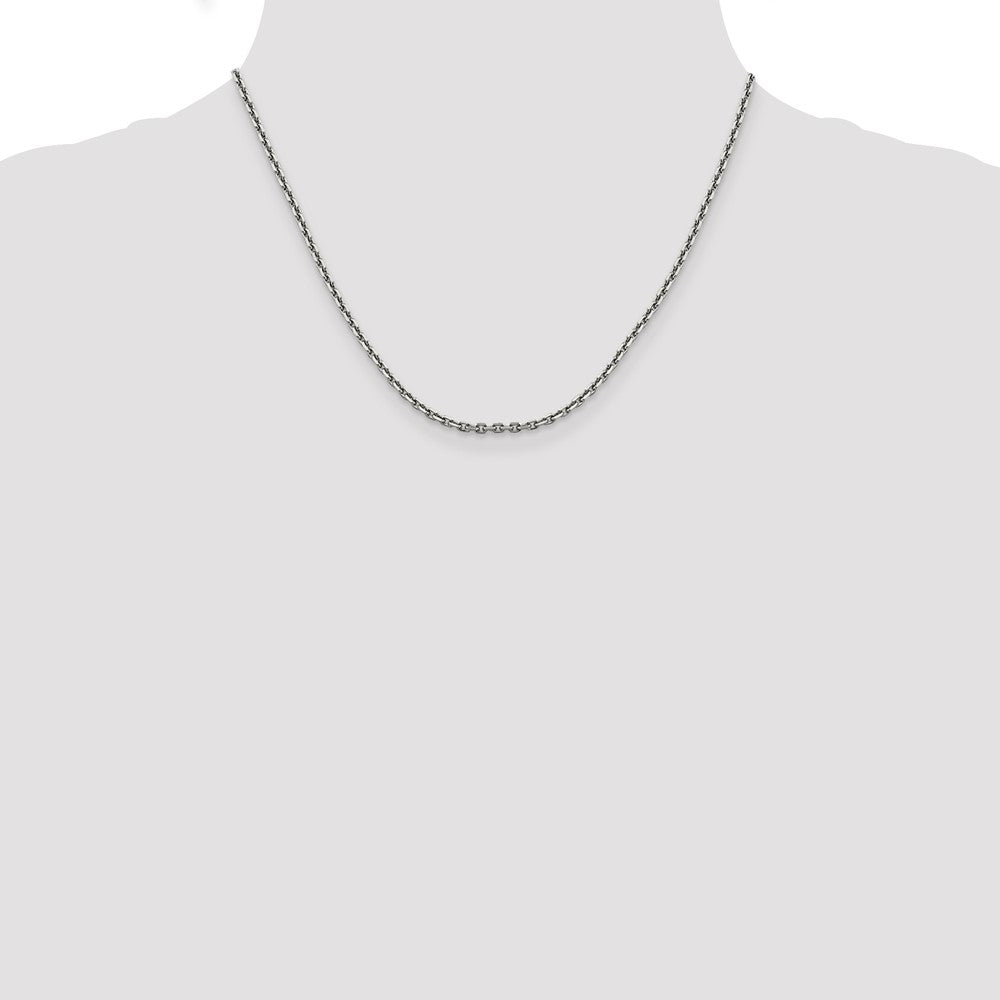 Buy 14K White Gold 18-Inch Diamond-Cut Cable Chain - Stylish & Affordable!