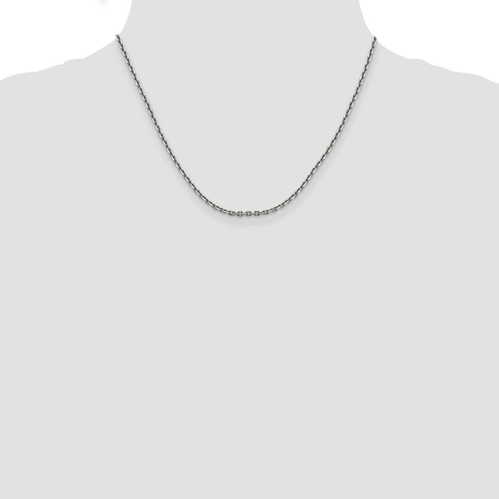 Buy 14K White Gold 18-Inch Diamond-Cut Cable Chain - Stylish & Affordable!-4