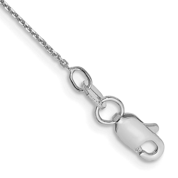 14K White Gold 10-Inch Diamond-Cut Anklet - Style GR1-1007014