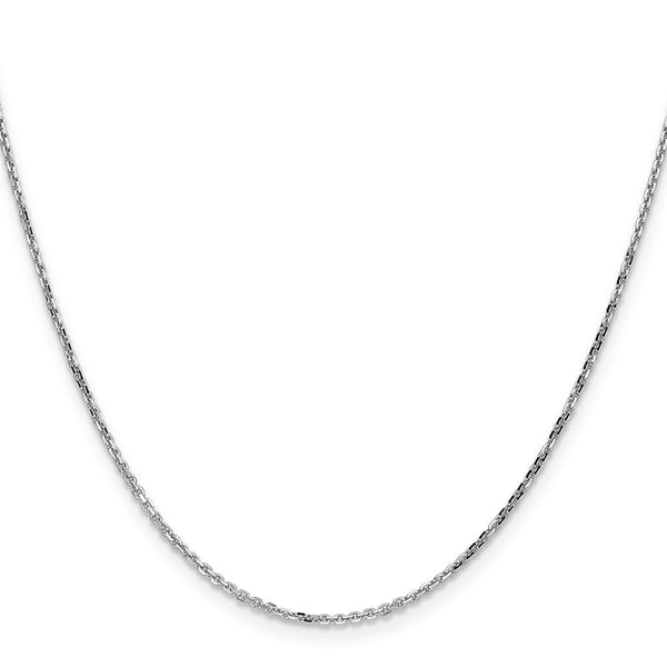 14K White Gold 30-Inch Diamond-Cut Round Cable Chain