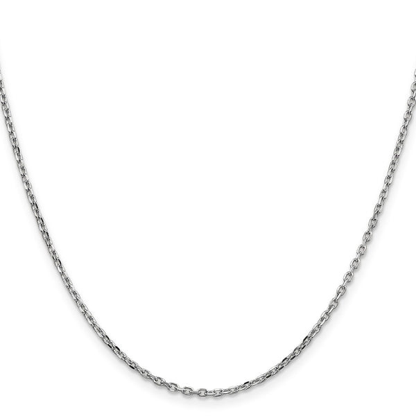 14K White Gold Diamond-Cut Round Cable Chain