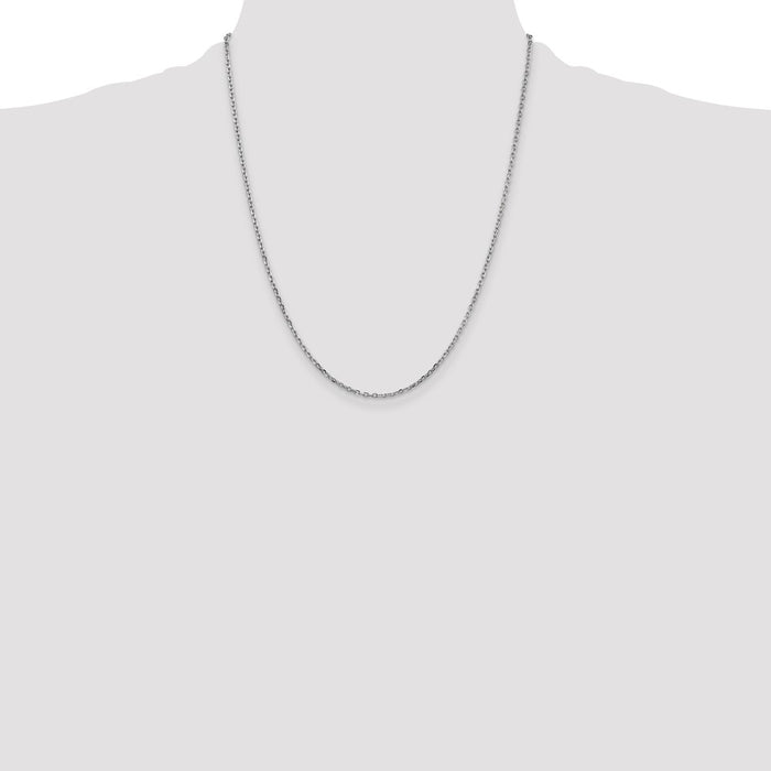 Buy 14K White Gold 22-Inch Diamond-Cut Cable Chain - Stylish 1.8mm Links-4