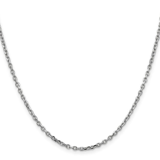 Exclusive 14K White Gold 16-Inch Diamond-Cut Cable Chain - Stylish 2.2mm Thickness