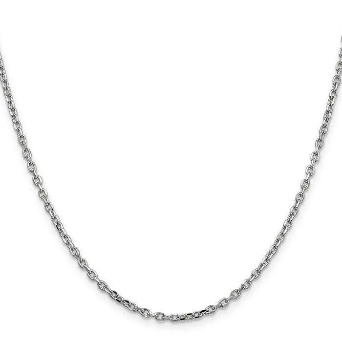 Exclusive 14K White Gold 16-Inch Diamond-Cut Cable Chain - Stylish 2.2mm Thickness-2