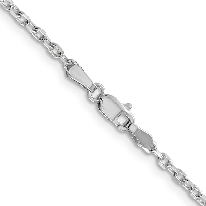 Exclusive 14K White Gold 16-Inch Diamond-Cut Cable Chain - Stylish 2.2mm Thickness-3