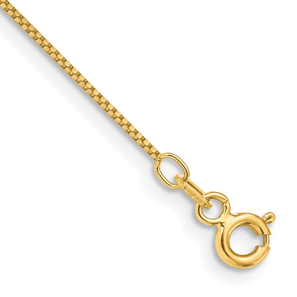 14K Gold 10-Inch .7mm Box Chain Anklet