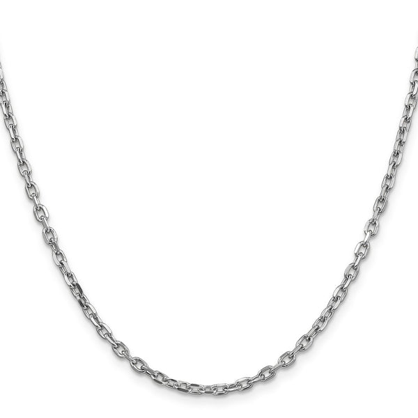 14K White Gold 3mm Diamond-Cut Cable Chain