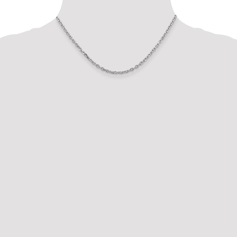 Exclusive 14K White Gold 16-Inch 3mm Diamond-Cut Cable Chain - Luxury Style!
