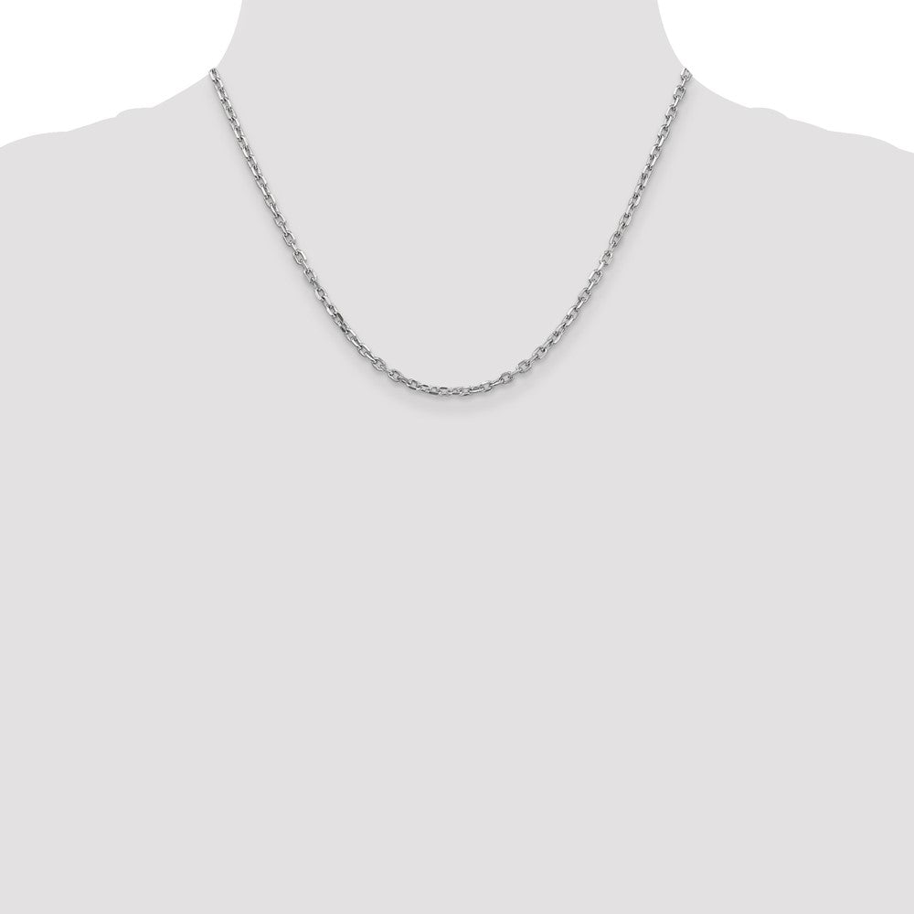 Buy High-Quality 14K White Gold 18" 3mm Diamond-Cut Chain - Stylish Value!