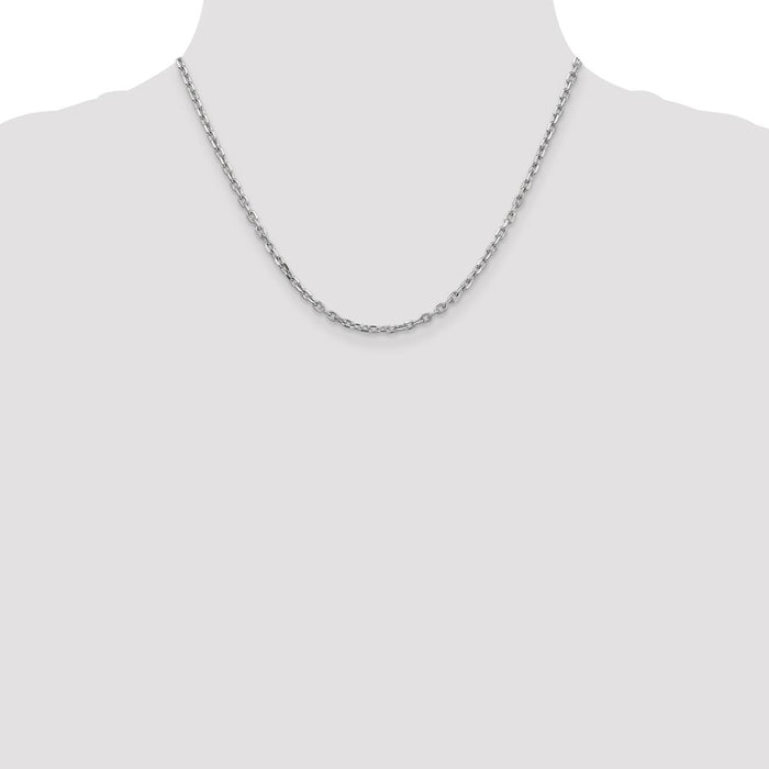 Buy High-Quality 14K White Gold 18" 3mm Diamond-Cut Chain - Stylish Value!-4