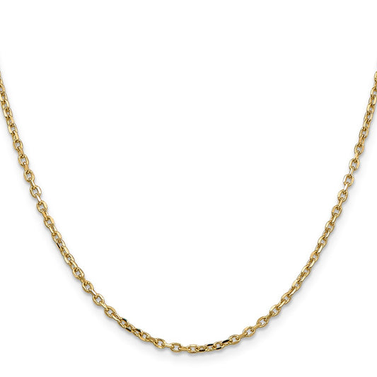 Buy 14K Gold 24-Inch Diamond-Cut Round Link Cable Chain - Stylish 2.2mm Design