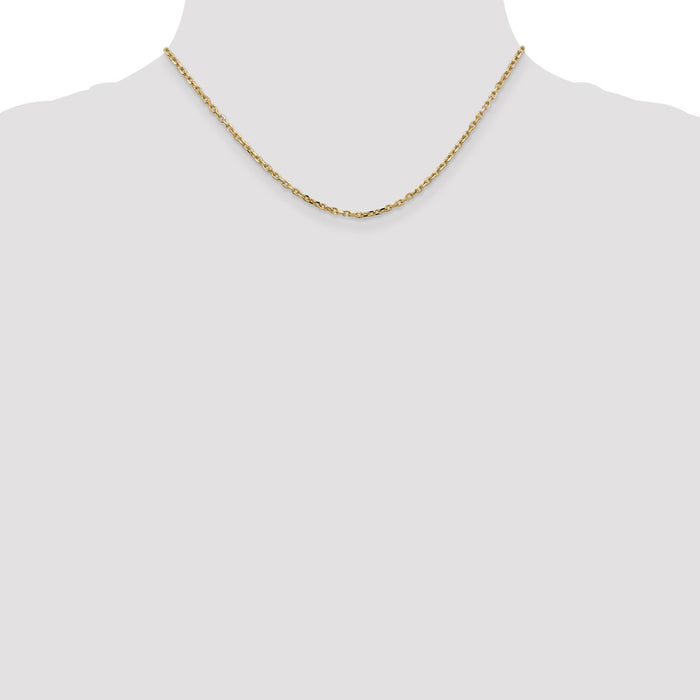 Exclusive 14K Gold 20-Inch Diamond-Cut Cable Chain, Stylish 2.2mm Links-4
