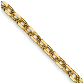 Buy 14K Gold 24-Inch Diamond-Cut Round Link Cable Chain - Stylish 2.2mm Design