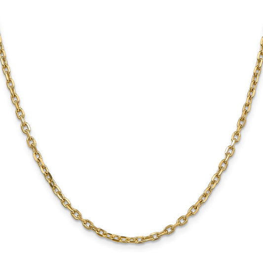 Shop 14K Gold 24-Inch 3mm Diamond-Cut Cable Chain - Stylish Luxury Jewelry
