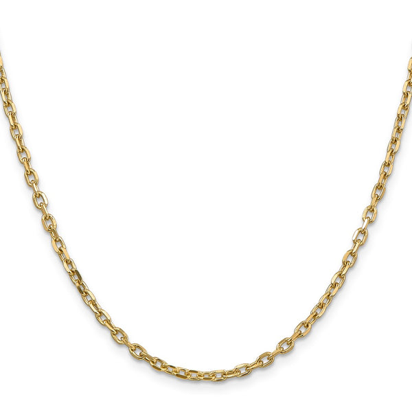 14K Gold 3mm Diamond-Cut Open Link Chain