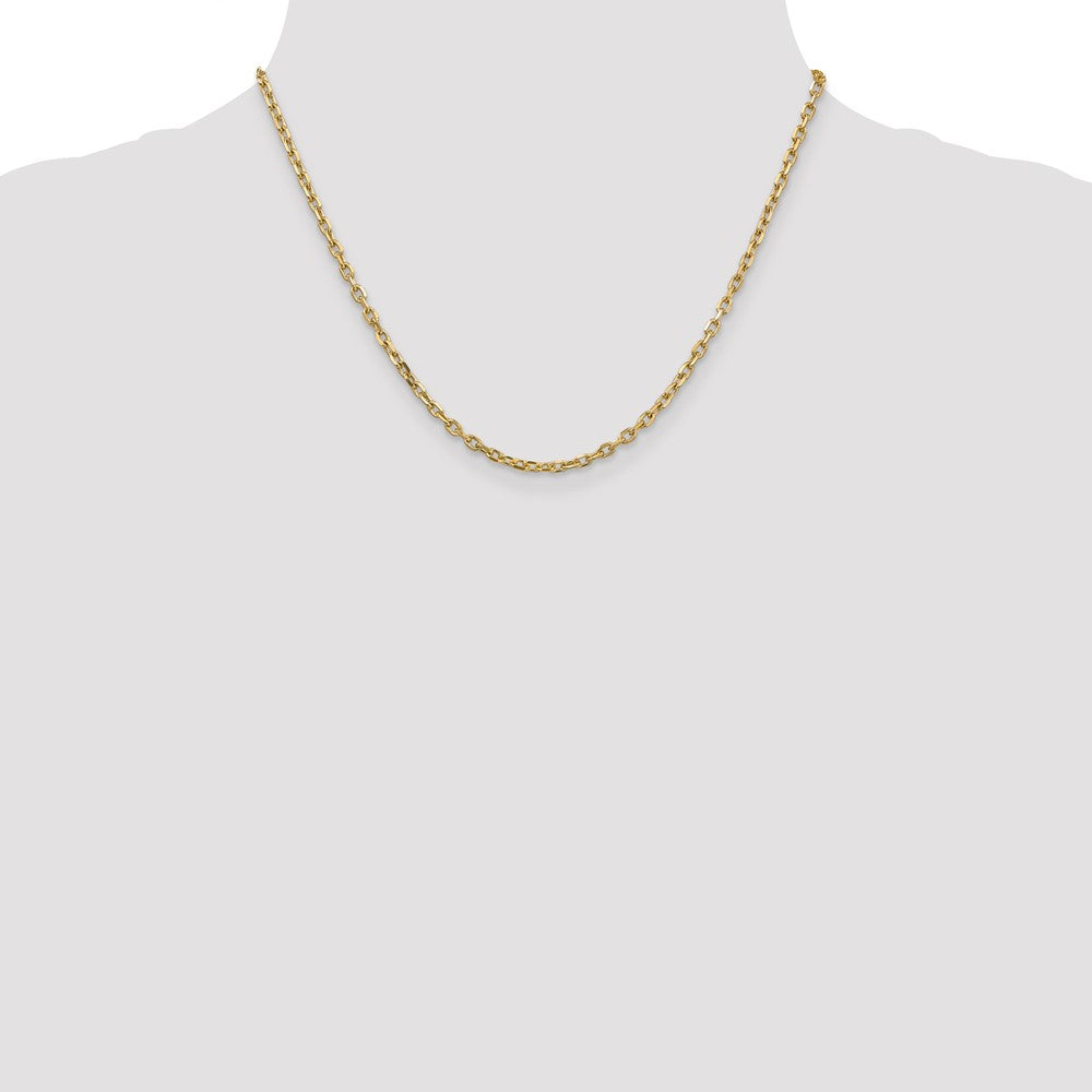 Buy Stylish 14K Gold 18-Inch Diamond-Cut 3mm Open Link Cable Chain