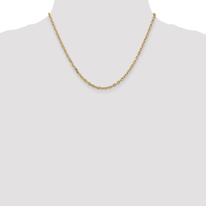 Buy Stylish 14K Gold 18-Inch Diamond-Cut 3mm Open Link Cable Chain-4
