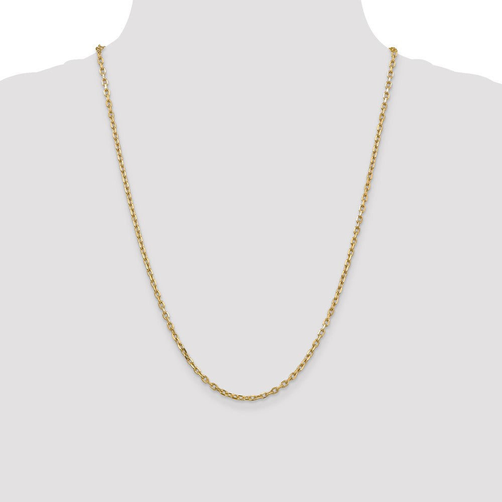 Shop 14K Gold 24-Inch 3mm Diamond-Cut Cable Chain - Stylish Luxury Jewelry