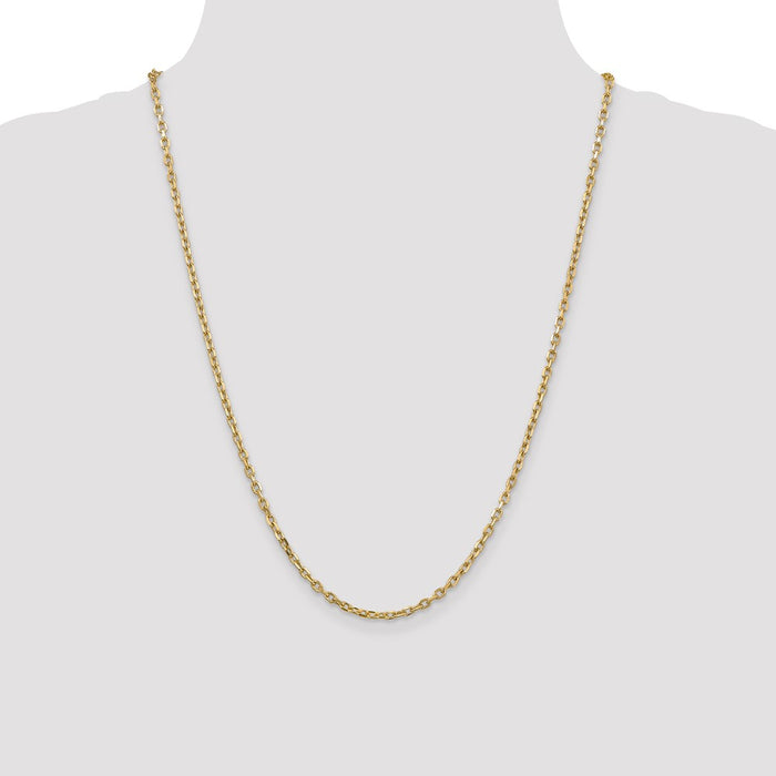 Shop 14K Gold 24-Inch 3mm Diamond-Cut Cable Chain - Stylish Luxury Jewelry-4