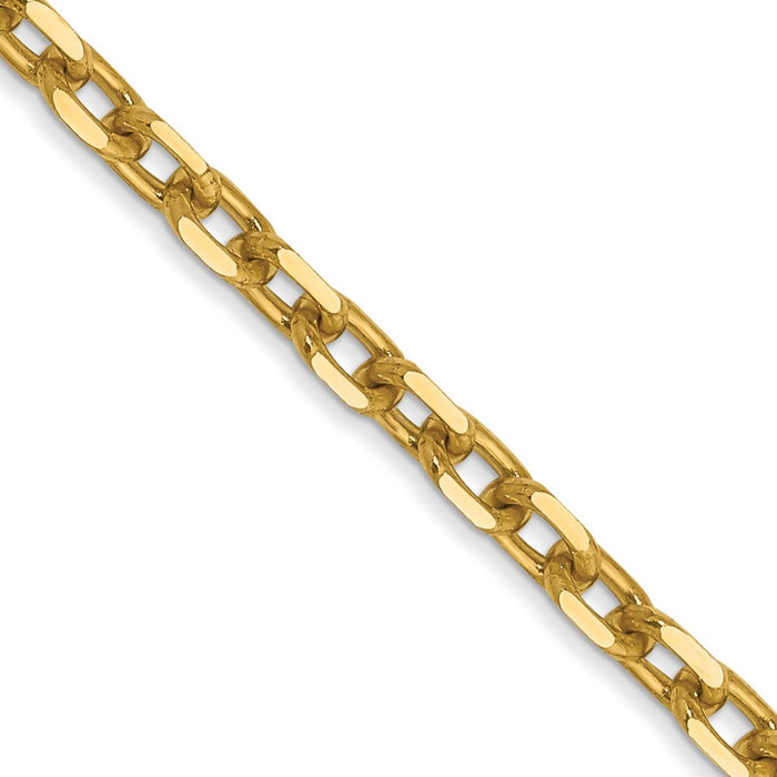 Shop 14K Gold 24-Inch 3mm Diamond-Cut Cable Chain - Stylish Luxury Jewelry-1